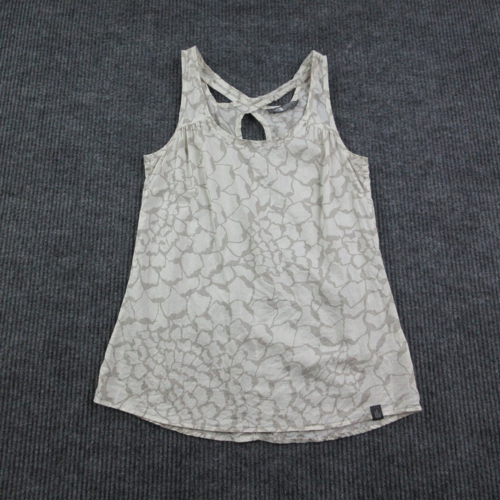 The North Face Tank Womens S Off-White Floral Round Neck Keyhole Back Relaxed